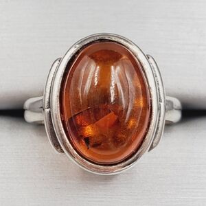 Silver Amber Ring
